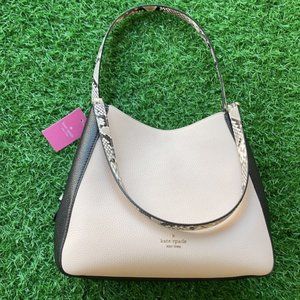 Kate Spade Triple Compartment Shoulder Bag Mixed Material Natural Multi